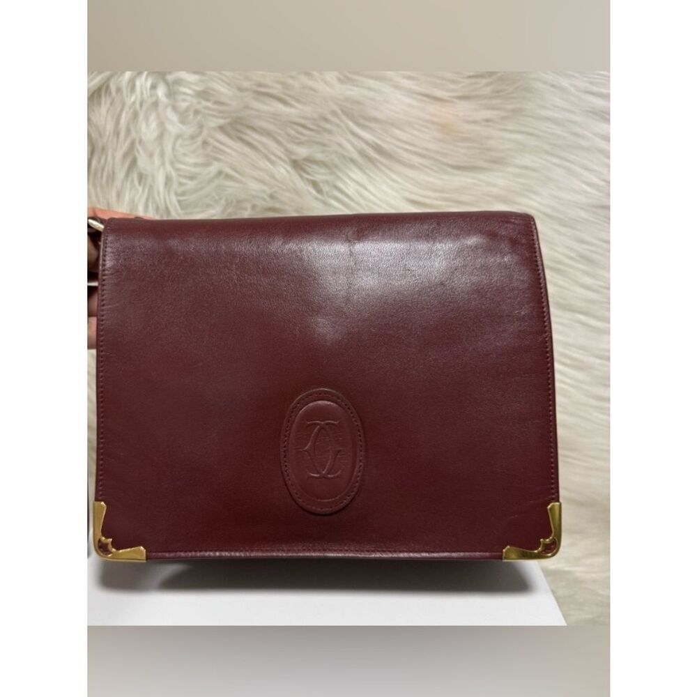 Cartier Vintage Must de Cartier 21 Bordeaux leather Clutch Circa 1990s Authentic